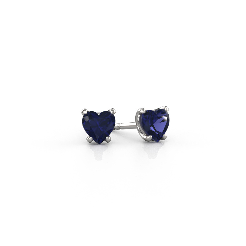 Image de Boucles d'oreilles Sam Heart 950 platine Saphir 5 mm