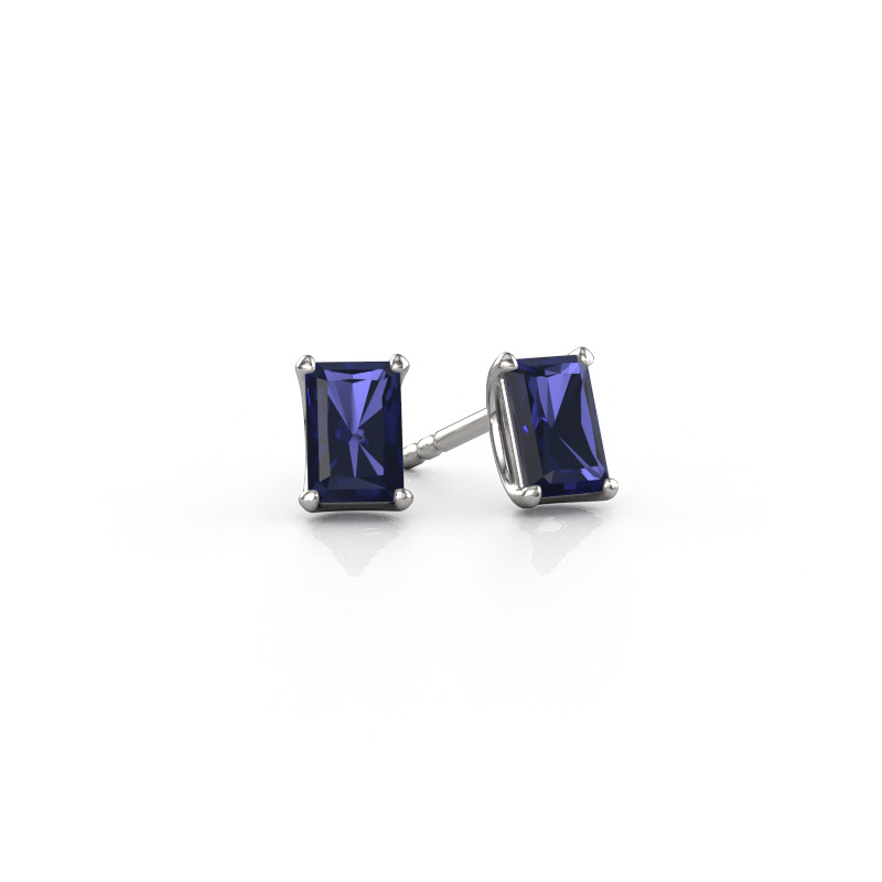 Image of Stud earrings Sam RAD 585 white gold Sapphire 6x4 mm