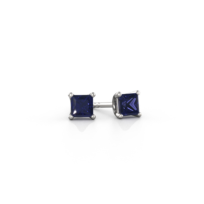 Image of Stud earrings Sam SQR 585 white gold Sapphire 4 mm