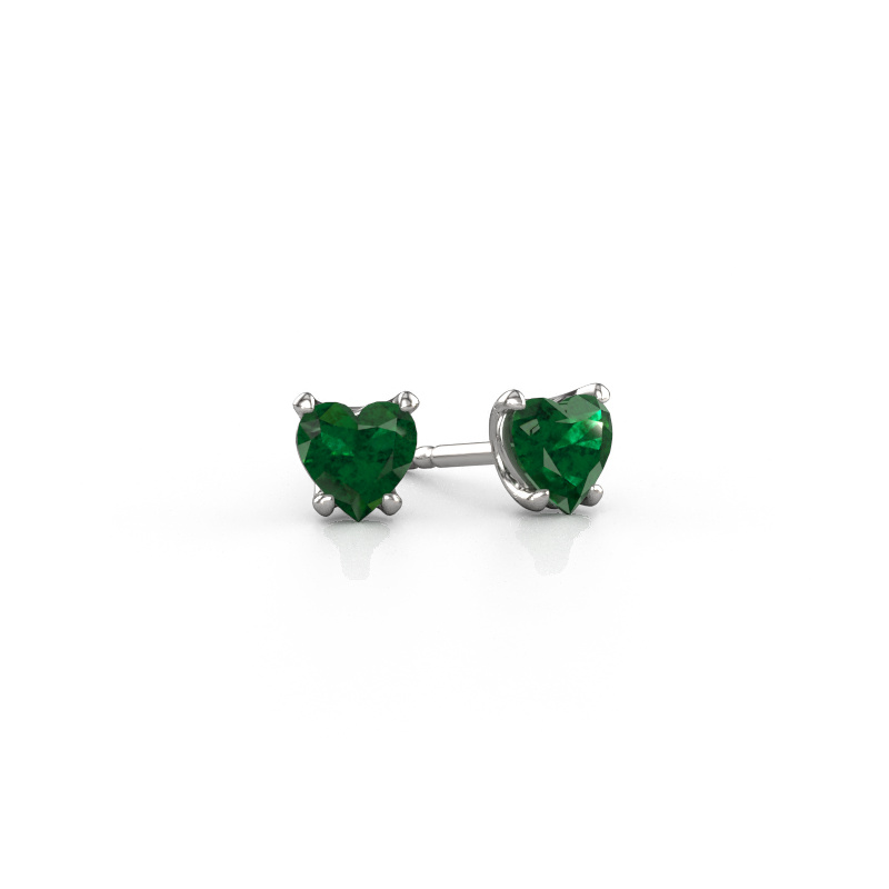 Bild von Ohrringe Sam Heart 585 Weißgold Smaragd 5 mm