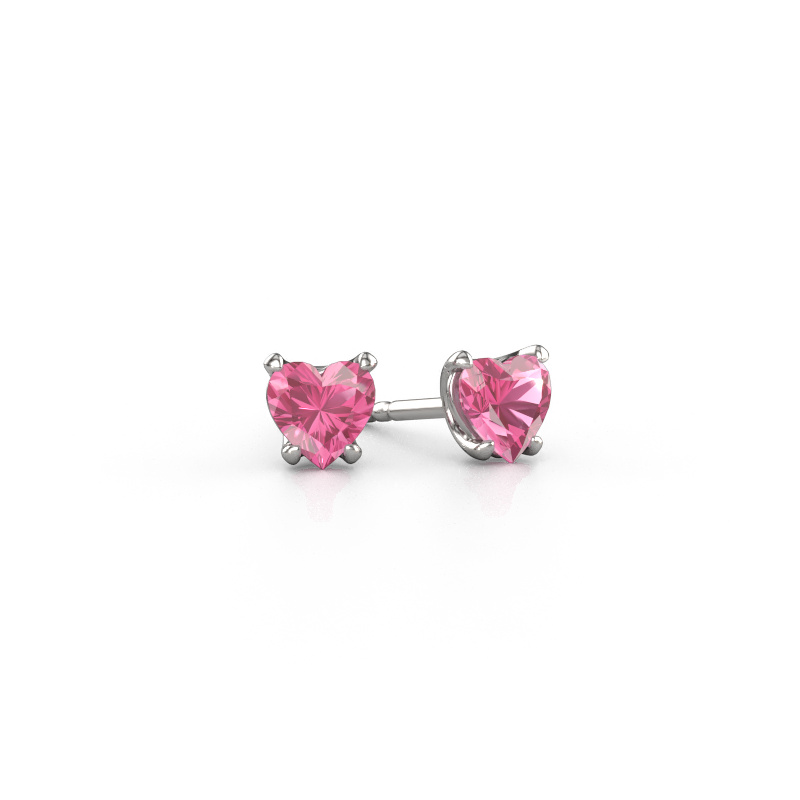Image of Earrings Sam Heart 950 platinum Pink sapphire 5 mm