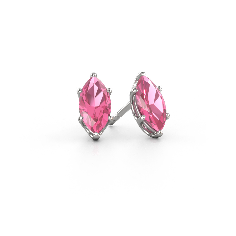 Image de Clous d'oreilles Sam MRQ 585 or blanc Saphir rose 10x5 mm