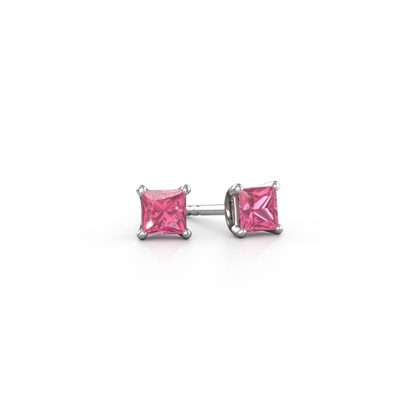 Image of Stud earrings Sam SQR 950 platinum Pink sapphire 4 mm