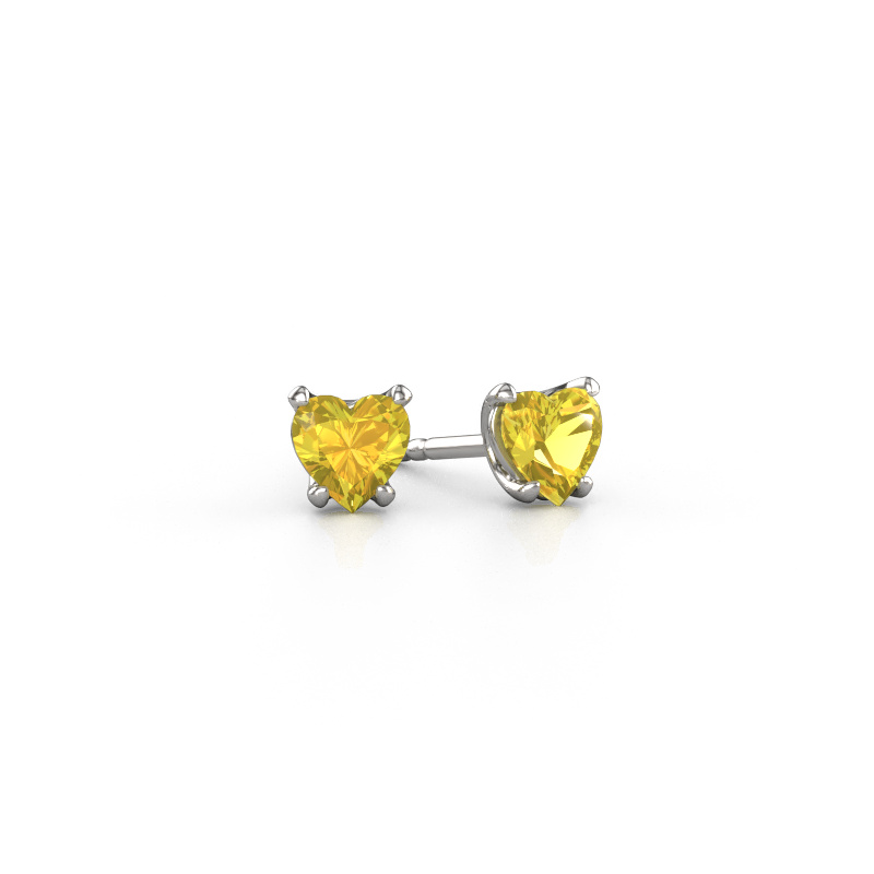 Image of Earrings Sam Heart 950 platinum Yellow sapphire 5 mm