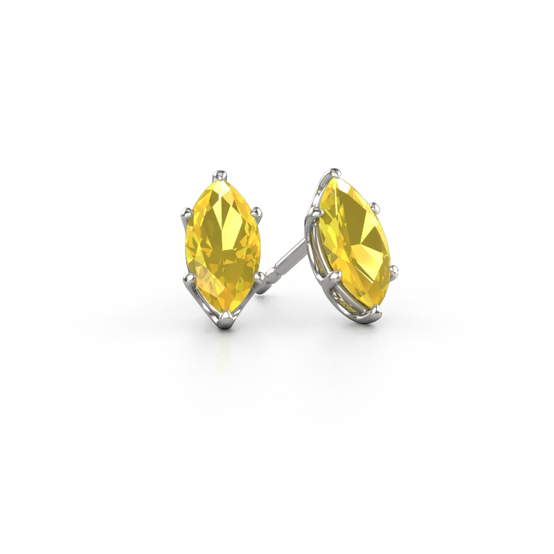Image de Clous d'oreilles Sam MRQ 585 or blanc Saphir jaune 10x5 mm