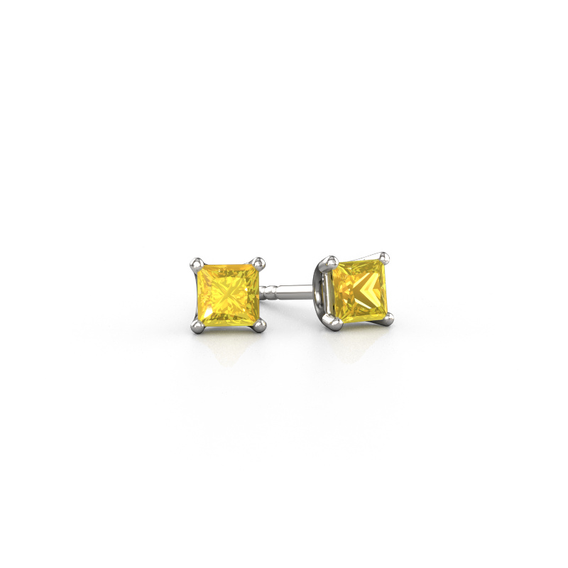 Bild von Ohrsteckers Sam SQR 950 Platin Gelb Saphir 4 mm