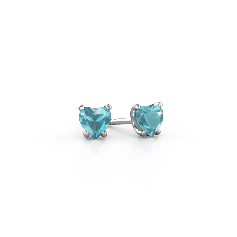 Bild von Ohrringe Sam Heart 585 Weißgold Blau Topas 5 mm