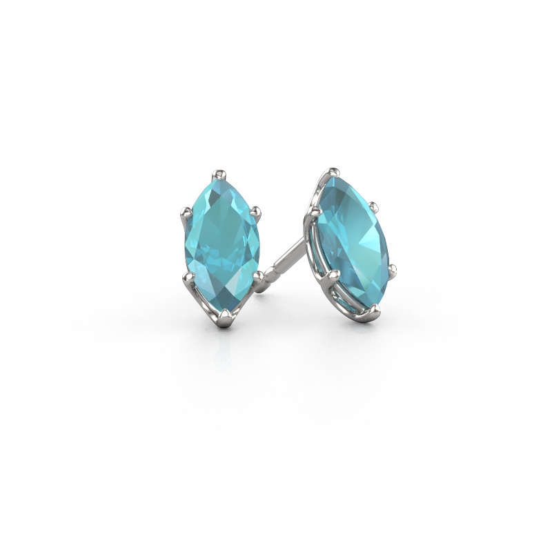 Image de Clous d'oreilles Sam MRQ 950 platine Topaze bleue 10x5 mm
