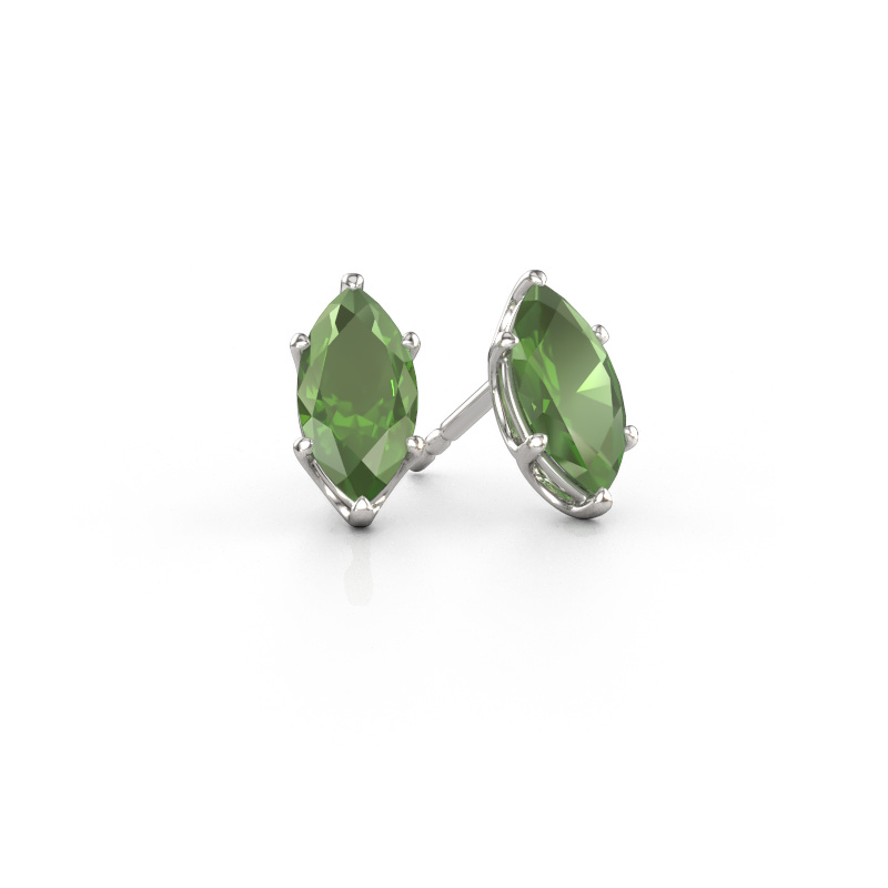 Immagine di Orecchini a lobo Sam MRQ 950 platino Tormalina verde 10x5 mm