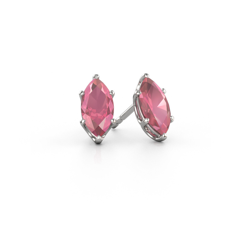 Image of Stud earrings Sam MRQ 950 platinum Tourmaline pink 10x5 mm