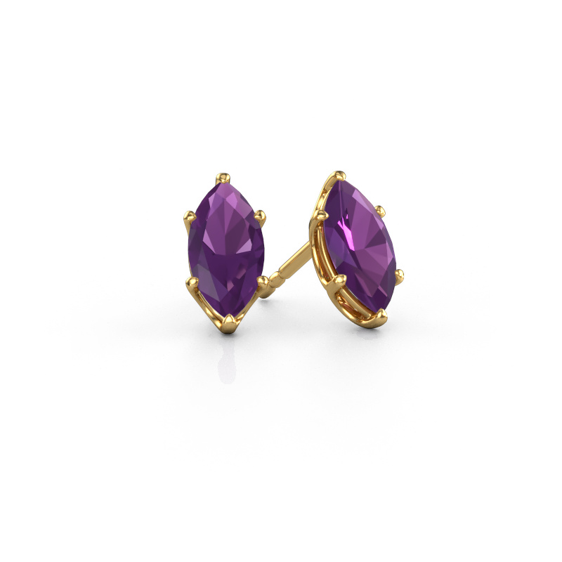 Image of Stud earrings Sam MRQ 585 gold Amethyst 10x5 mm