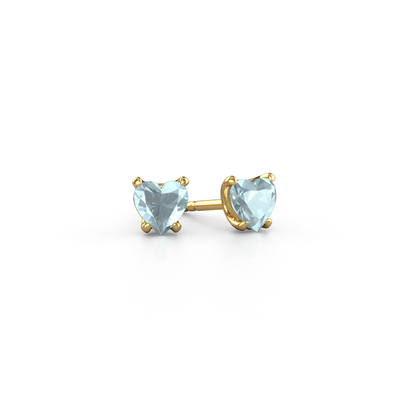 Image of Earrings Sam Heart 585 gold Aquamarine 5 mm