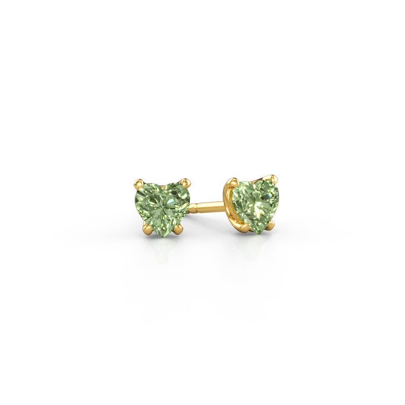 Image of Earrings Sam Heart 585 gold Green lab grown diamond 5 mm