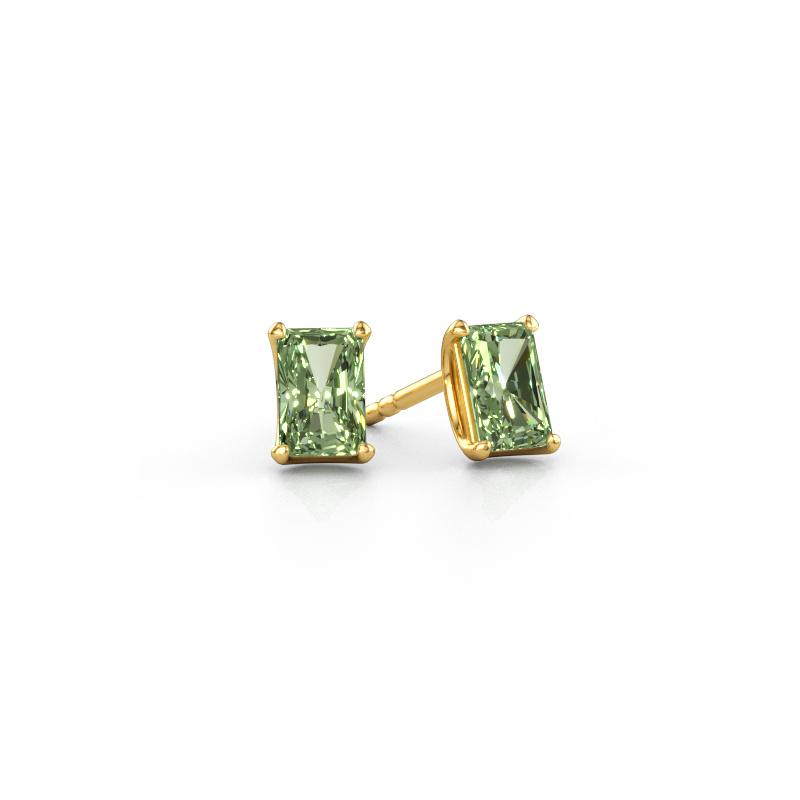 Image of Stud earrings Sam RAD 585 gold Green lab grown diamond 6x4 mm