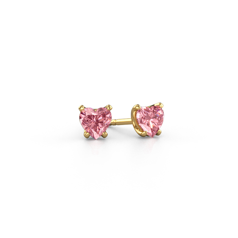 Image of Earrings Sam Heart 585 gold Pink lab grown diamond 5 mm
