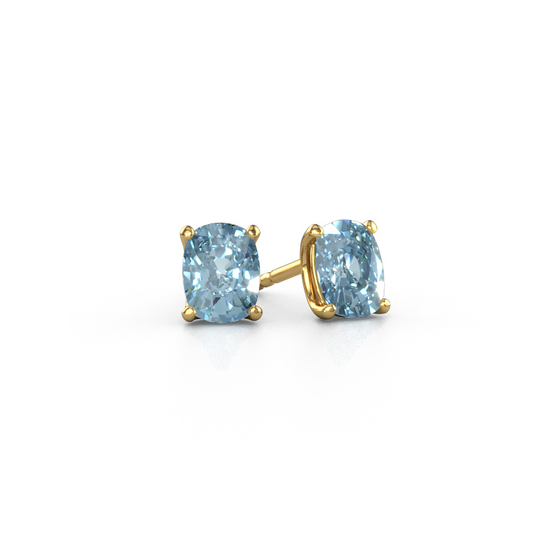Image of Stud earrings Sam CSH 585 gold Blue lab grown diamond 6.8x5.2 mm