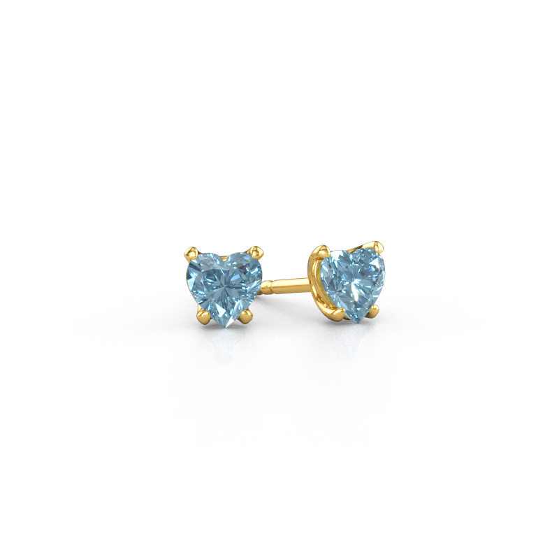 Image of Earrings Sam Heart 585 gold Blue lab grown diamond 5 mm
