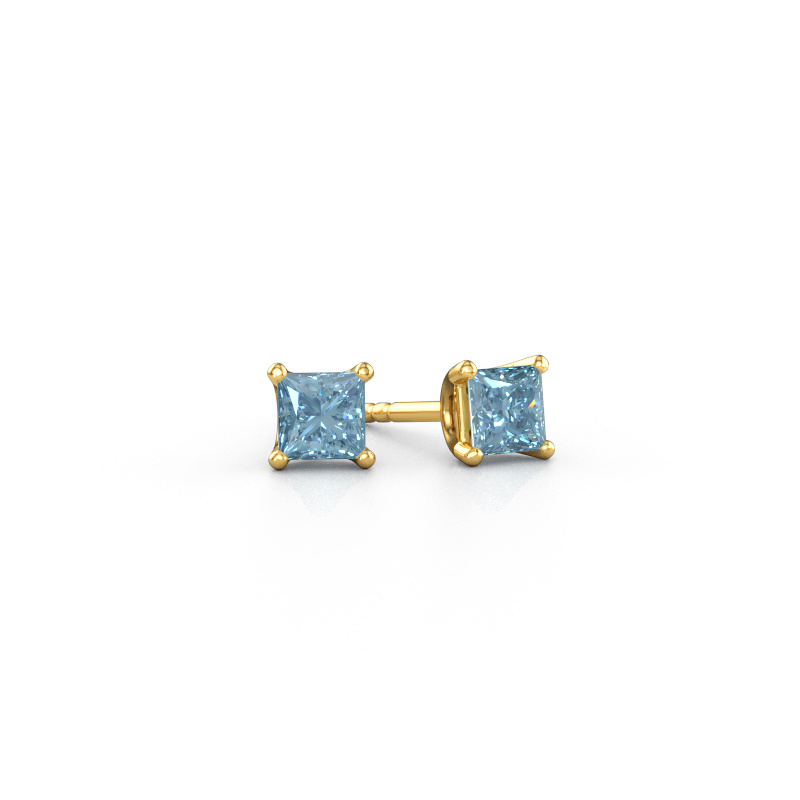 Immagine di Orecchini a lobo Sam SQR 585 oro Diamante lab grown blu 4 mm