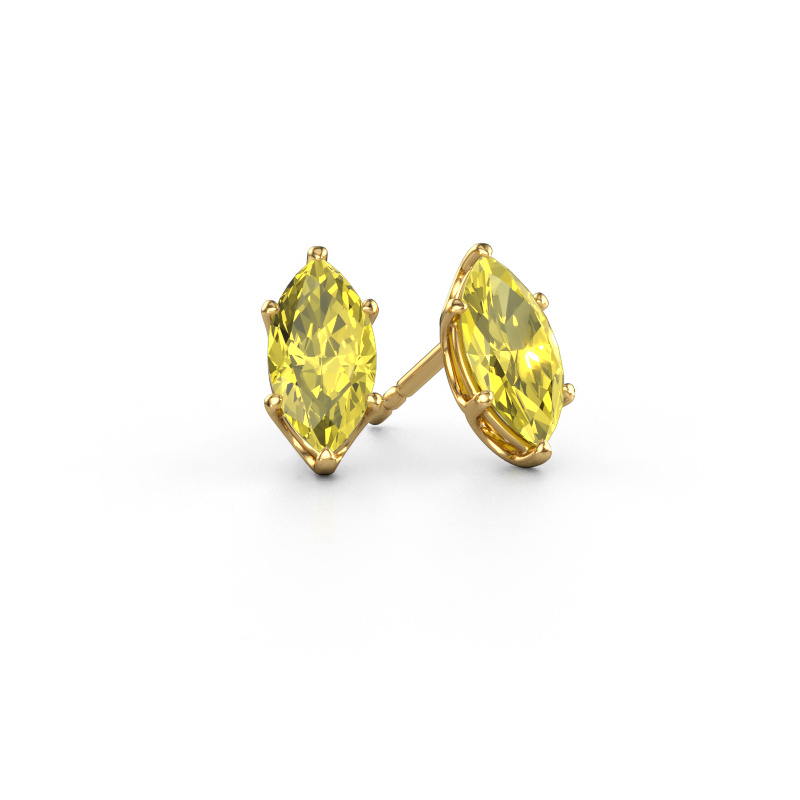 Image of Stud earrings Sam MRQ 585 gold Yellow lab grown diamond 10x5 mm