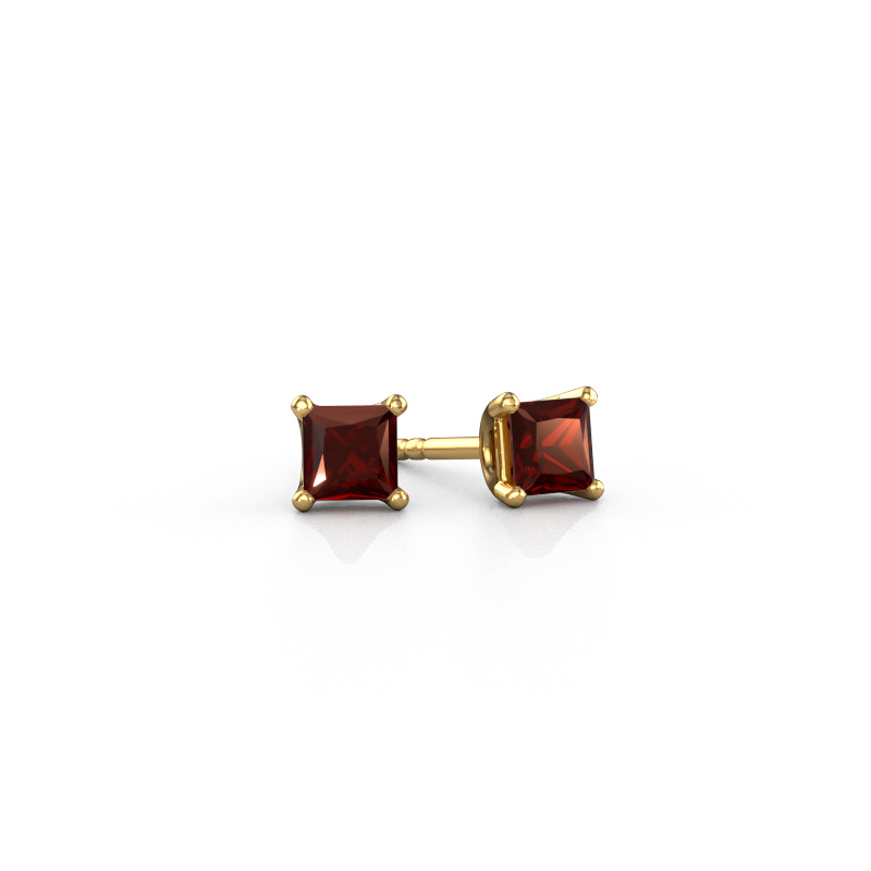 Image of Stud earrings Sam SQR 585 gold Garnet 4 mm