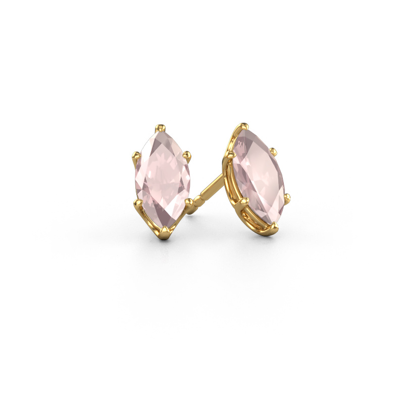 Image of Stud earrings Sam MRQ 585 gold Morganite champagne 10x5 mm