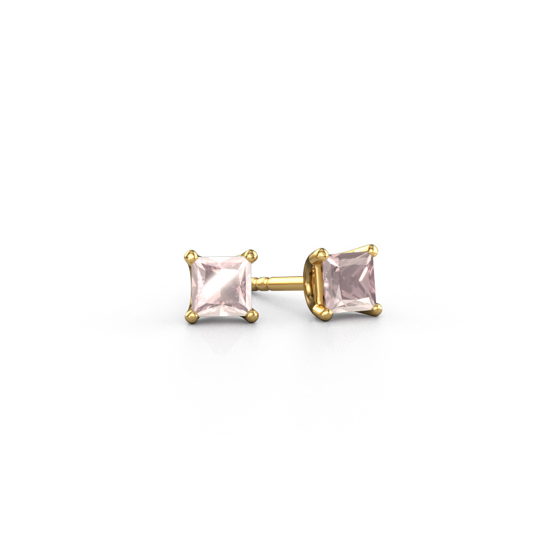 Image of Stud earrings Sam SQR 585 gold Morganite champagne 4 mm