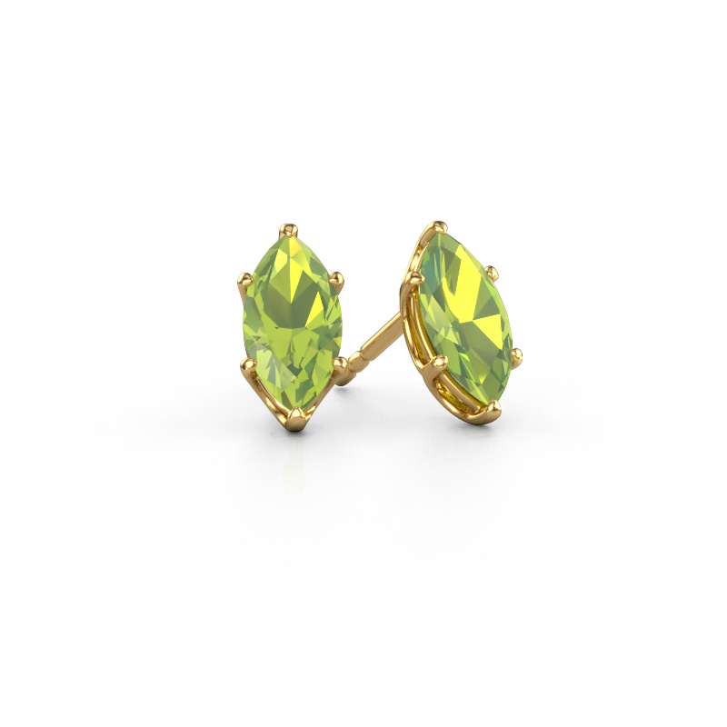 Image of Stud earrings Sam MRQ 585 gold Peridot 10x5 mm
