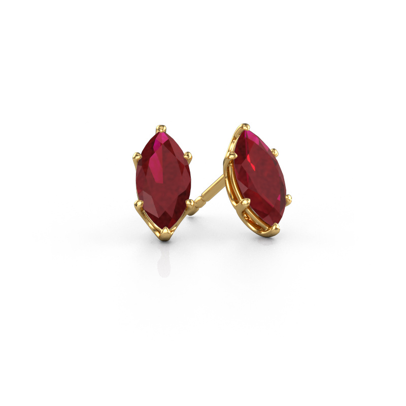 Image of Stud earrings Sam MRQ 585 gold Ruby 10x5 mm