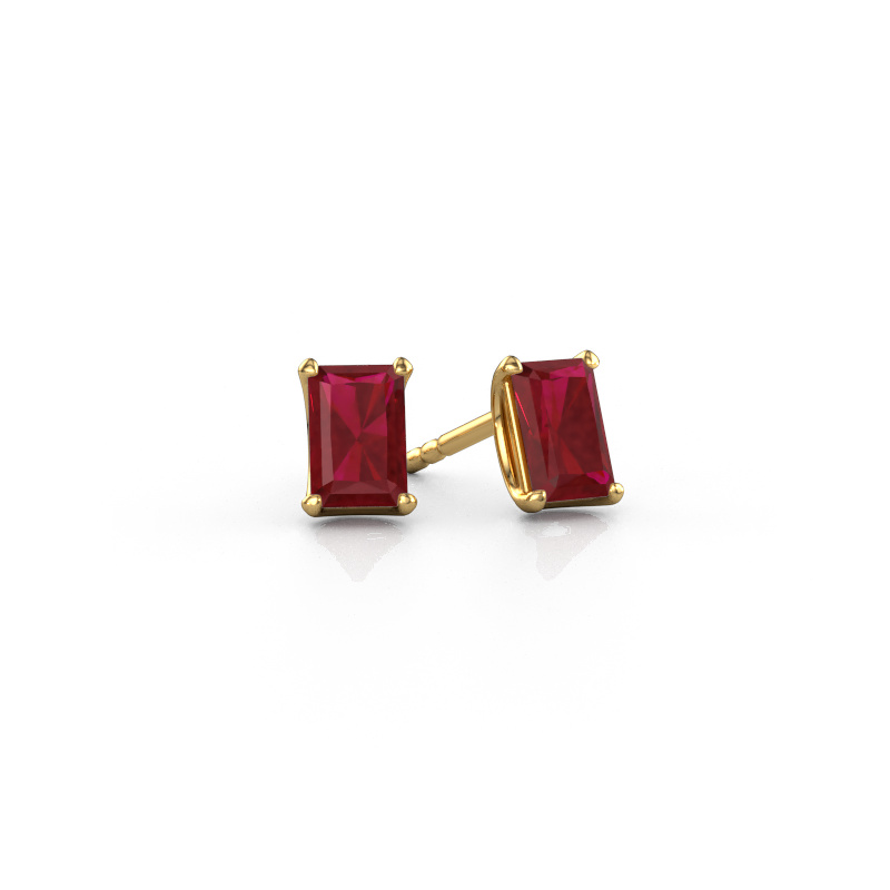 Image of Stud earrings Sam RAD 585 gold Ruby 6x4 mm