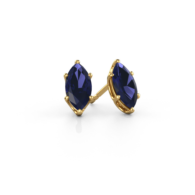 Image of Stud earrings Sam MRQ 585 gold Sapphire 10x5 mm
