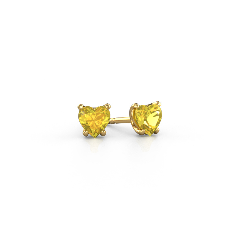 Image of Earrings Sam Heart 585 gold Yellow sapphire 5 mm