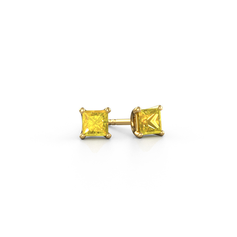 Afbeelding van Oorstekers Sam SQR 585 goud Gele saffier 4 mm