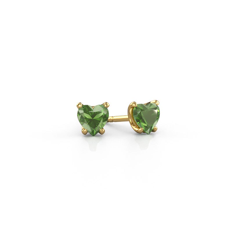 Image of Earrings Sam Heart 585 gold Tourmaline green 5 mm