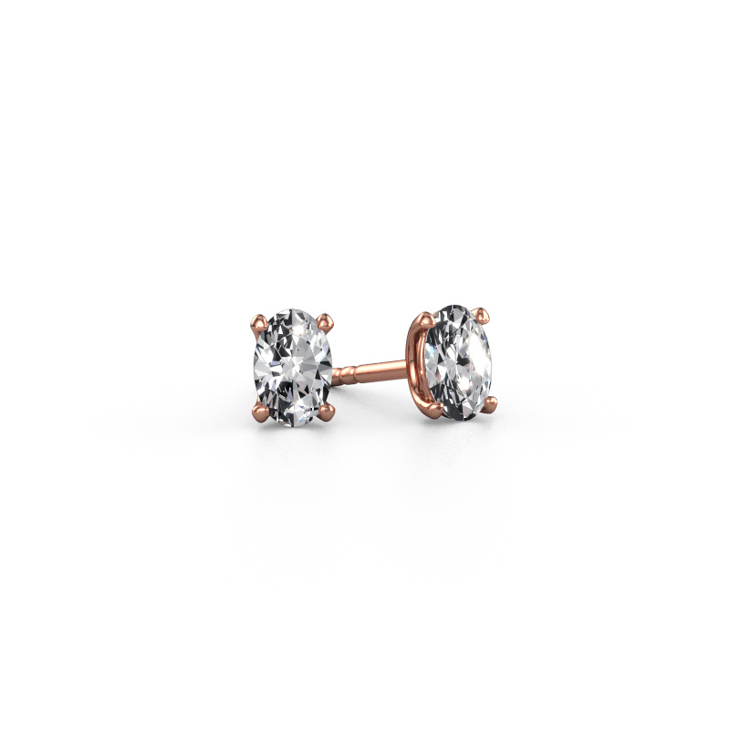 Image de Clous d'oreilles Sam OVL 585 or rose Diamant 0.80 crt