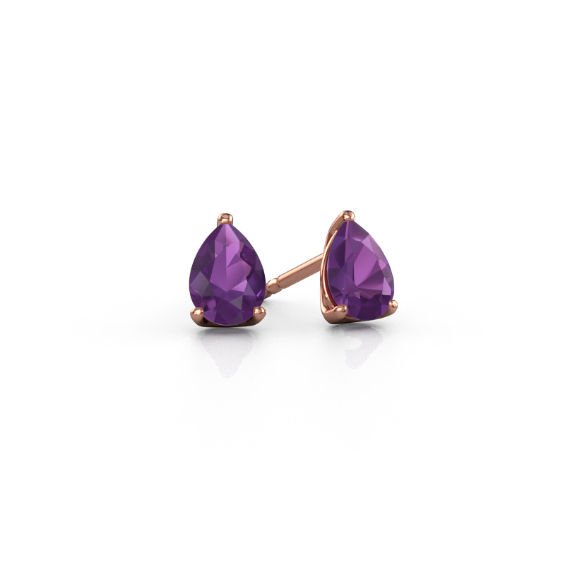 Image de Clous d'oreilles Sam PER 585 or rose Améthyste 7x5 mm