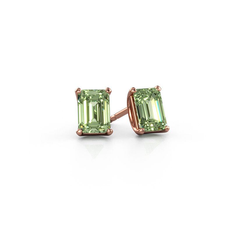 Afbeelding van Oorstekers Sam EME 585 rosé goud Groene lab grown diamant 7x5 mm