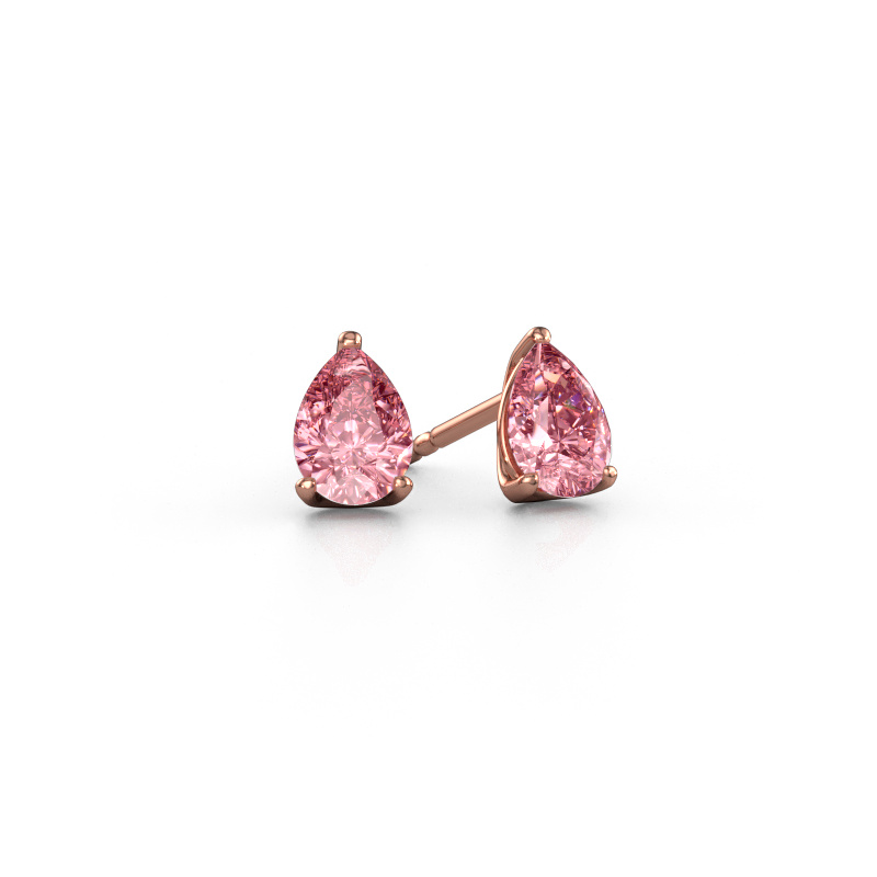 Afbeelding van Oorstekers Sam PER 585 rosé goud Roze lab grown diamant 7x5 mm