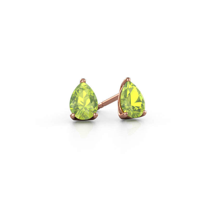 Image of Stud earrings Sam PER 585 rose gold Peridot 7x5 mm