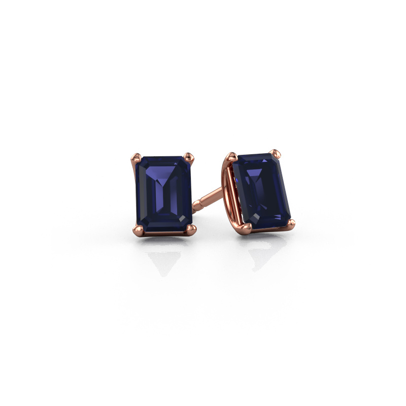 Image of Stud earrings Sam EME 585 rose gold Sapphire 7x5 mm