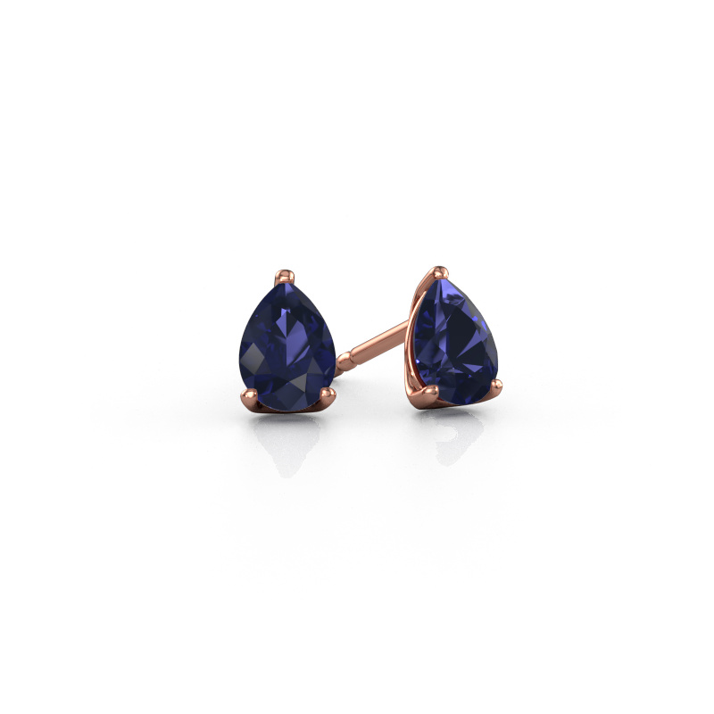 Image de Clous d'oreilles Sam PER 585 or rose Saphir 7x5 mm