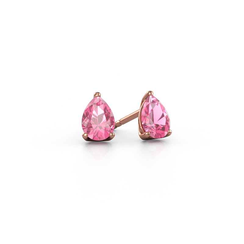 Image de Clous d'oreilles Sam PER 585 or rose Saphir rose 7x5 mm