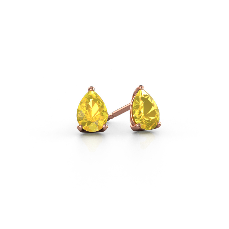 Image de Clous d'oreilles Sam PER 585 or rose Saphir jaune 7x5 mm