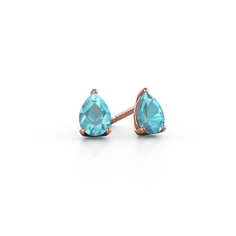 Image de Clous d'oreilles Sam PER 585 or rose Topaze bleue 7x5 mm