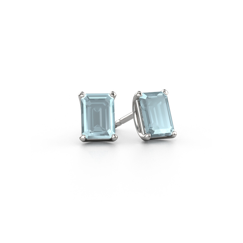 Image of Stud earrings Sam EME 950 platinum Aquamarine 7x5 mm