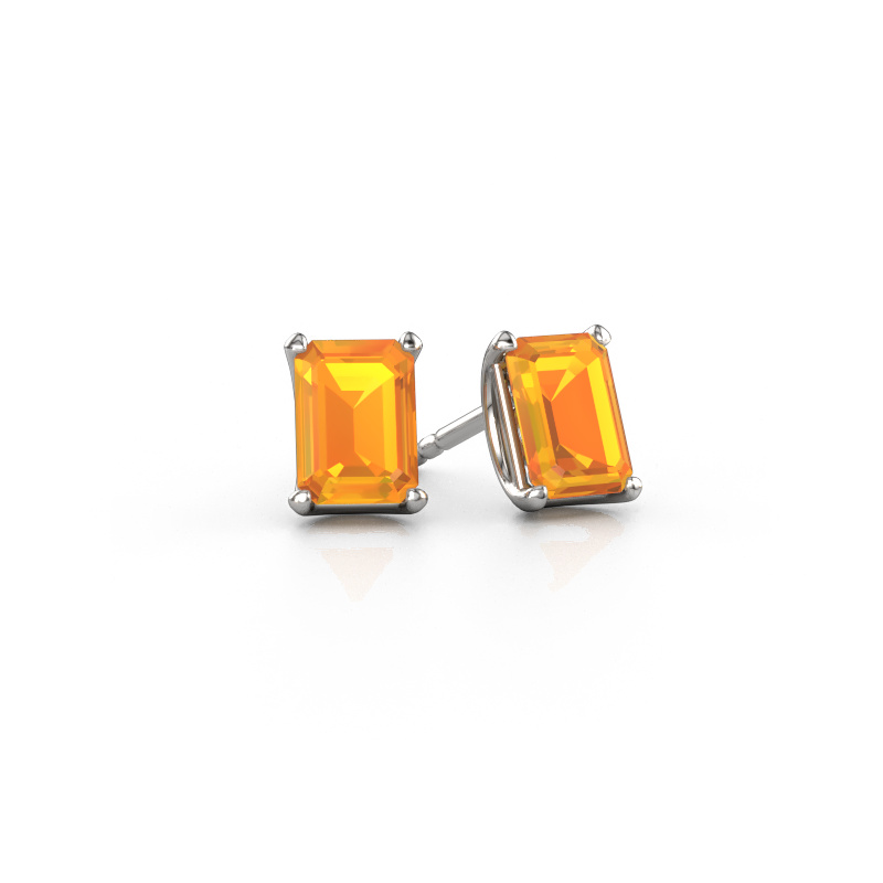 Image de Clous d'oreilles Sam EME 950 platine Citrine 7x5 mm