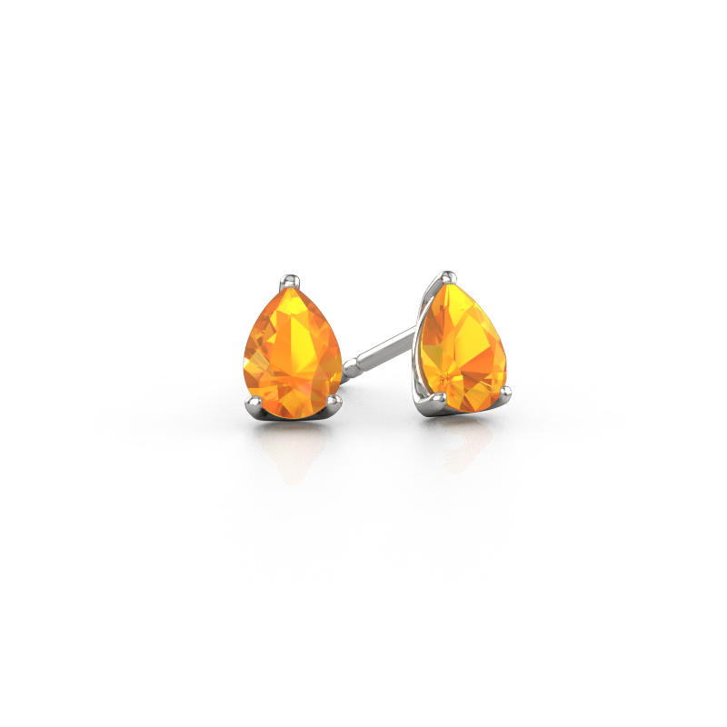 Image de Clous d'oreilles Sam PER 585 or blanc Citrine 7x5 mm