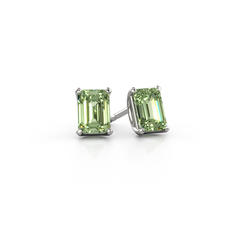 Afbeelding van Oorstekers Sam EME 585 witgoud Groene lab grown diamant 7x5 mm
