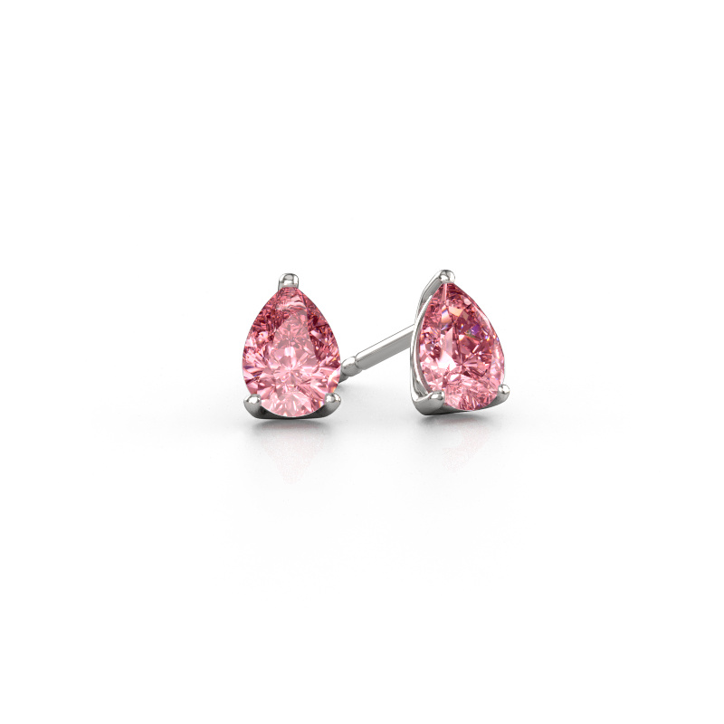 Afbeelding van Oorstekers Sam PER 585 witgoud Roze lab grown diamant 7x5 mm