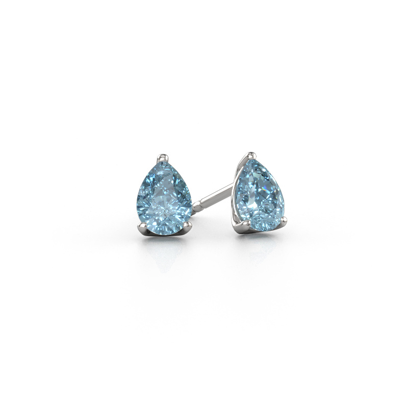 Image of Stud earrings Sam PER 950 platinum Blue lab grown diamond 7x5 mm