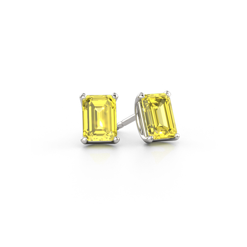 Afbeelding van Oorstekers Sam EME 585 witgoud Gele lab grown diamant 7x5 mm